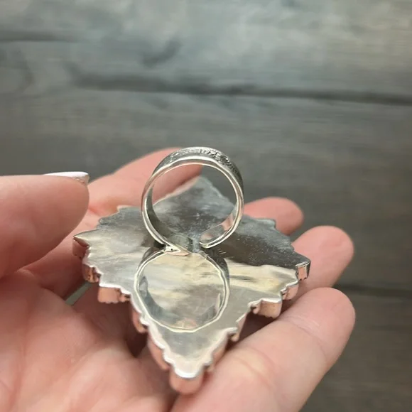 Sterling Turquoise and Pink Statement Ring - Picture 4 of 5